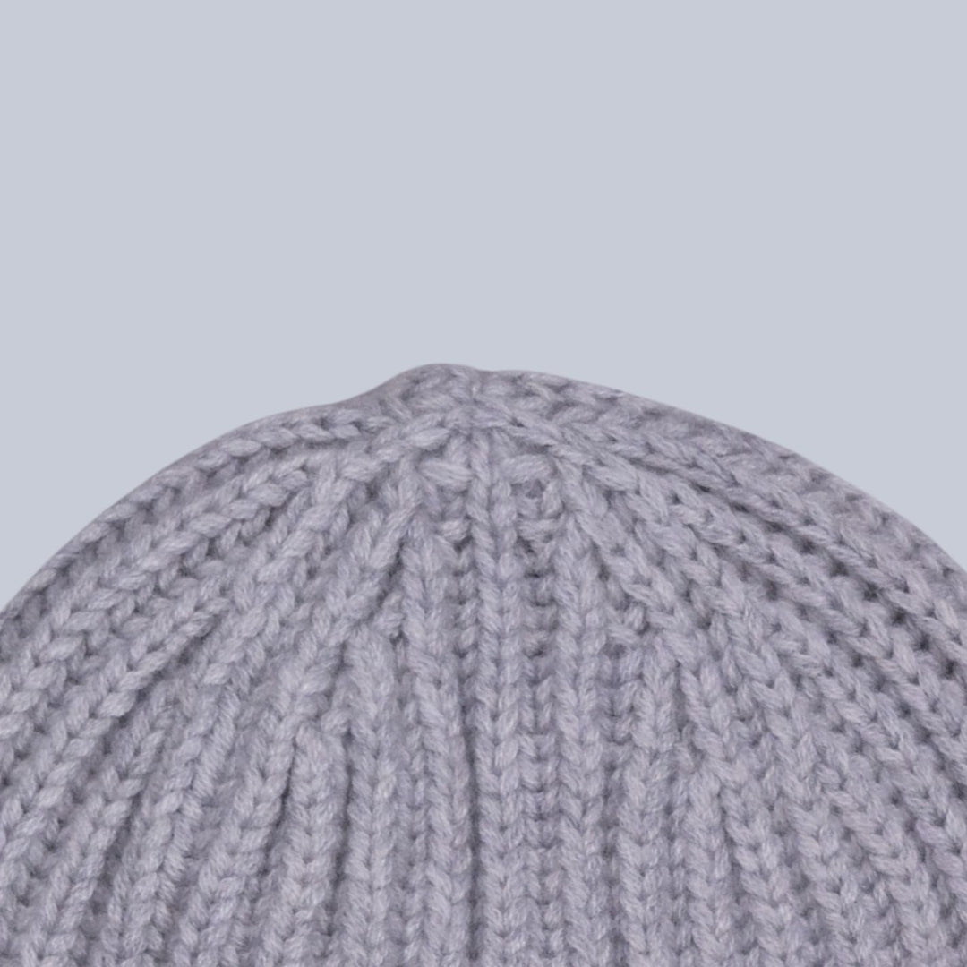Grey Ribbed Cashmere Beanie