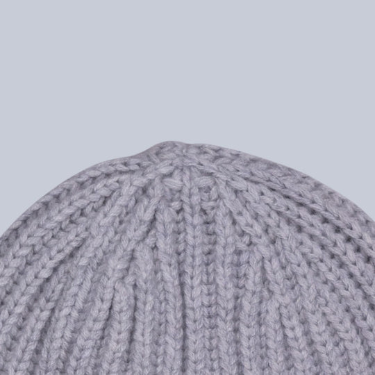 Grey Ribbed Cashmere Beanie