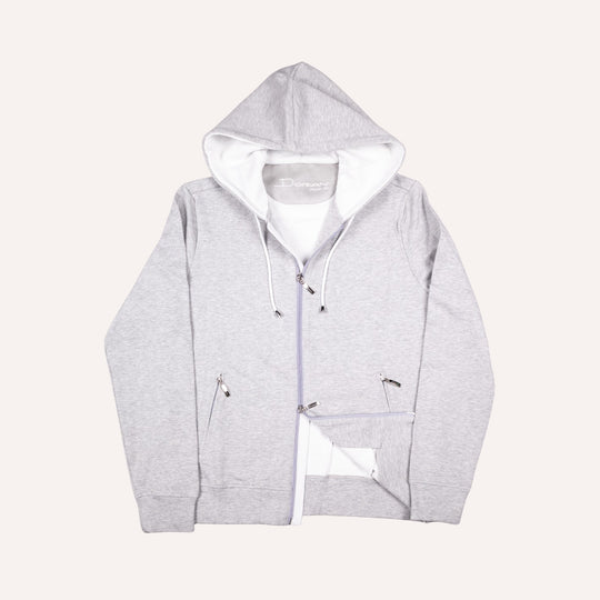Grey Cotton Jersey Zip Hoodie