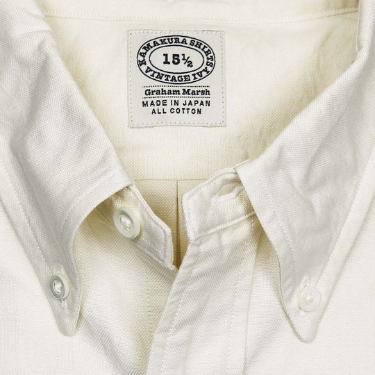 Ecru Washed Oxford Button Down Shirt