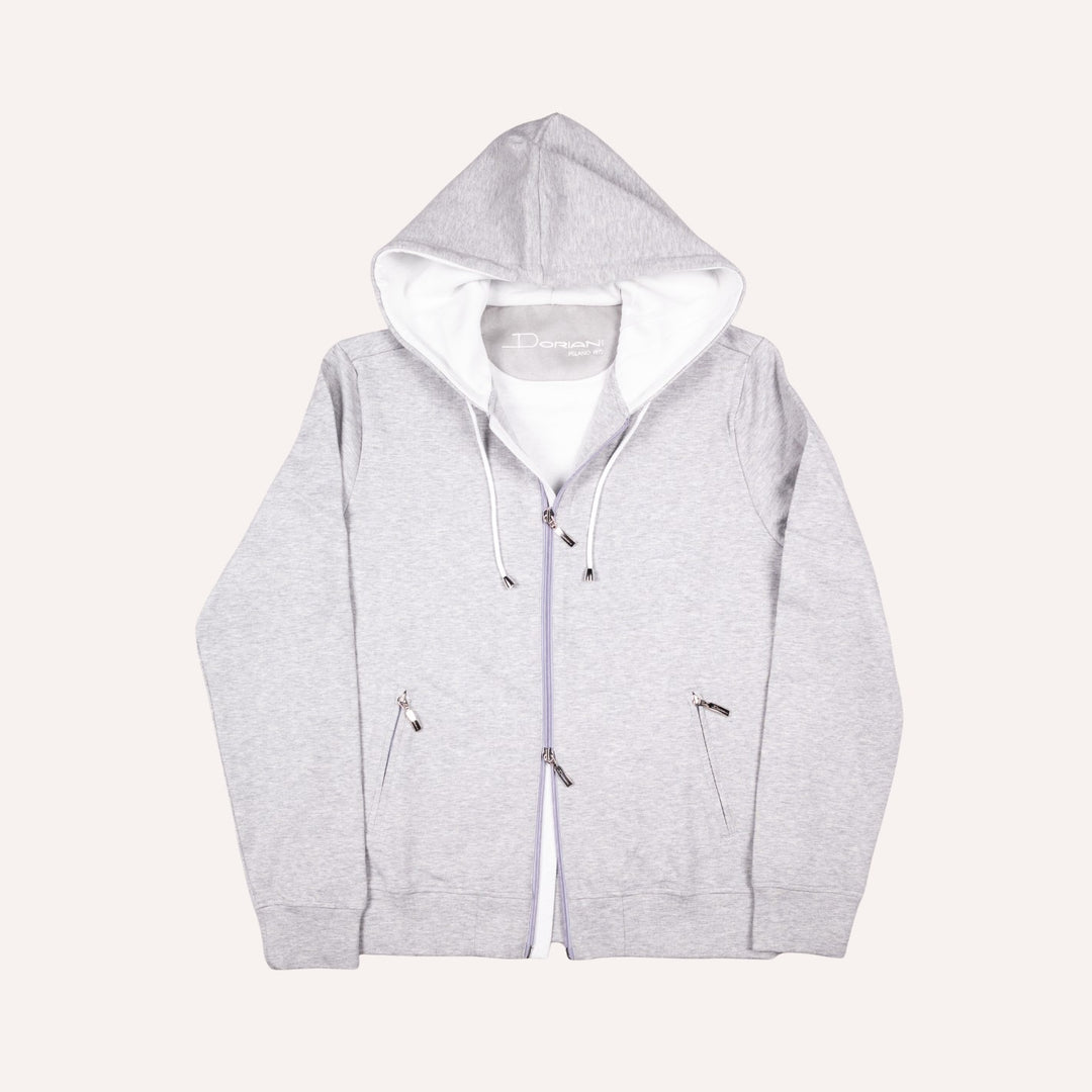 Grey Cotton Jersey Zip Hoodie