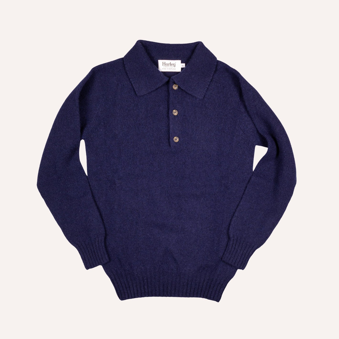 Navy Lambswool 3 Button Sweater