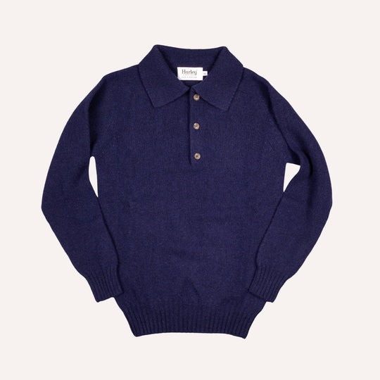 Navy Lambswool 3 Button Sweater