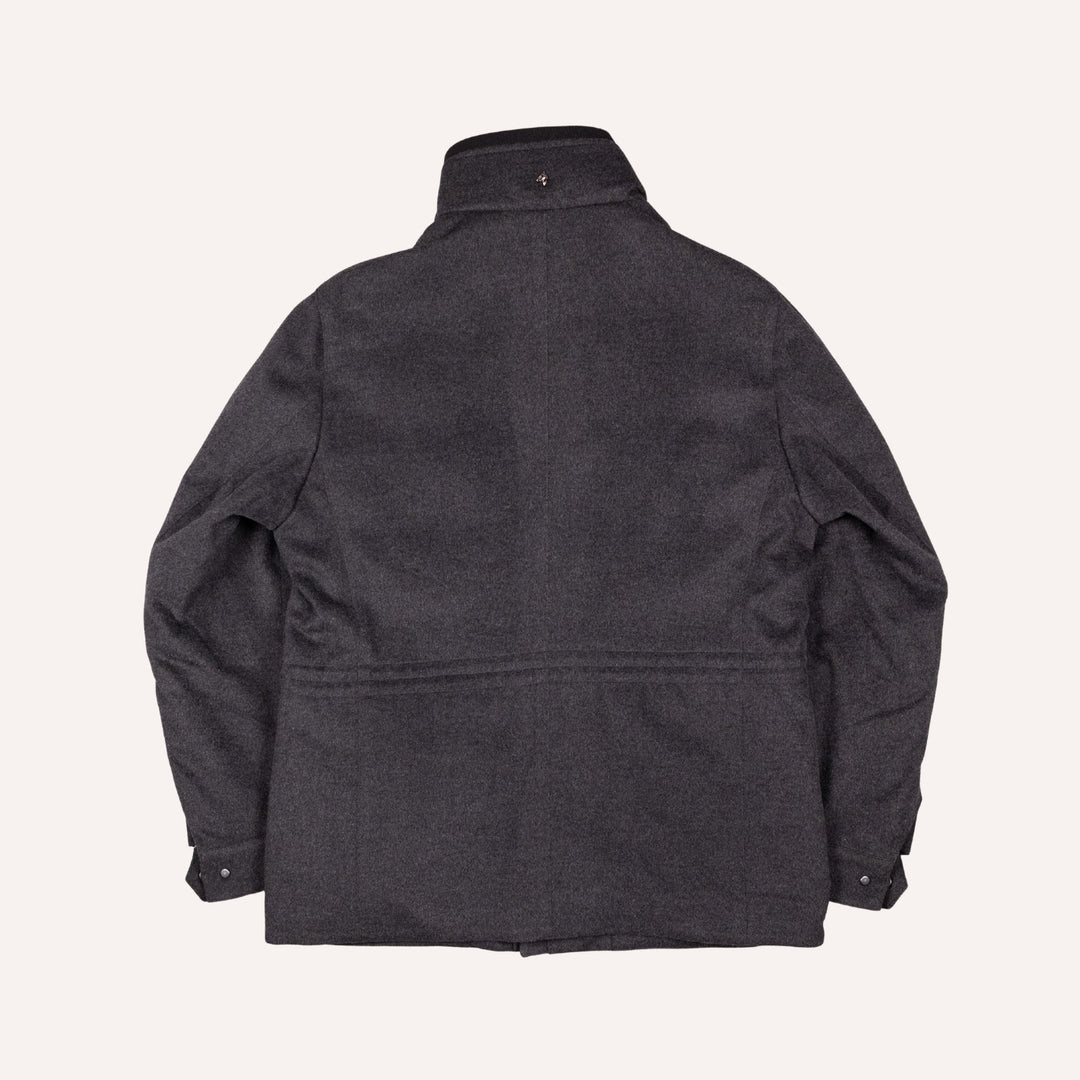 Charcoal Grey Wool Padded Field Jacket
