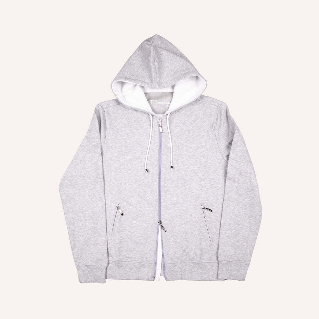 Grey Cotton Jersey Zip Hoodie