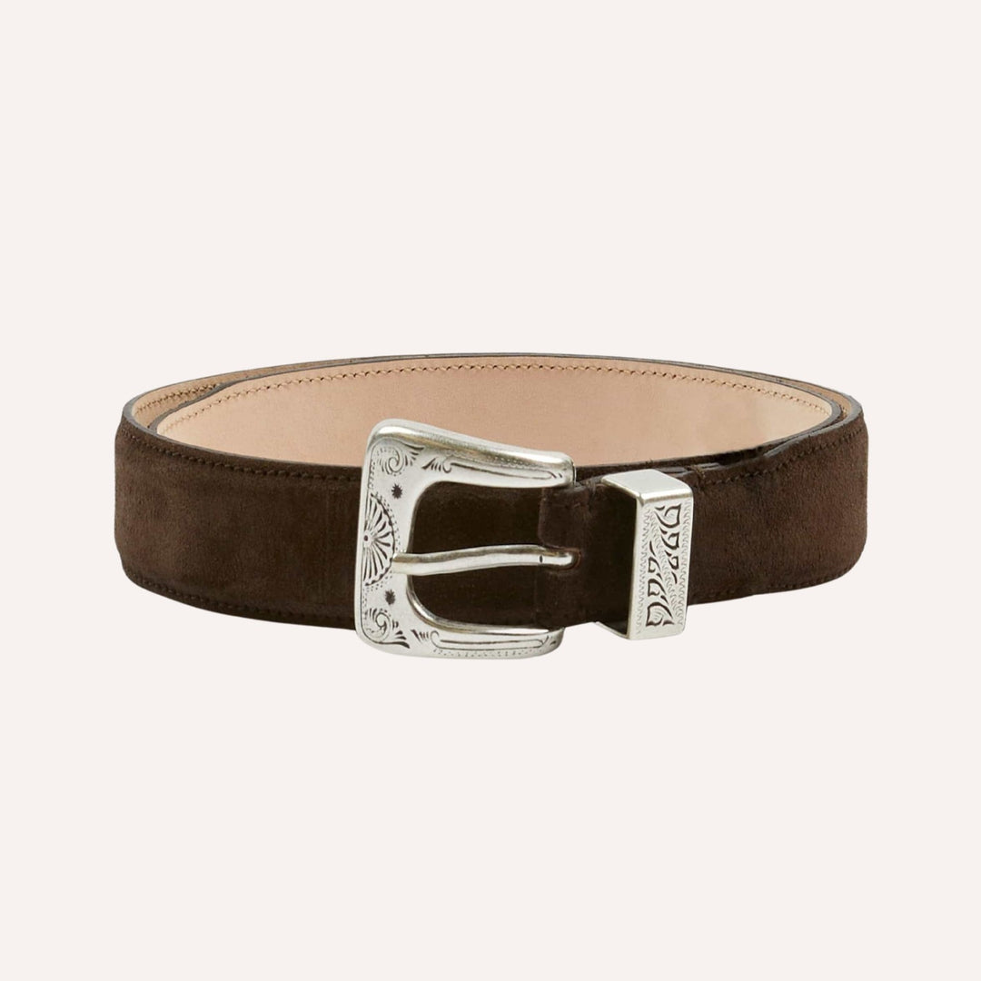 Dark Brown Suede Western Belt