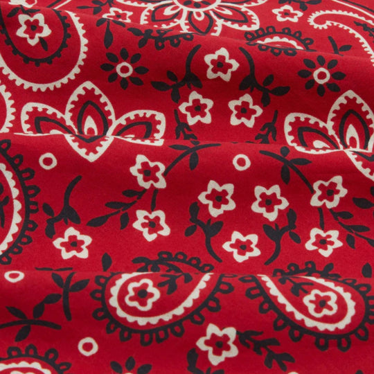 Red Paisley Print Cotton Bandana