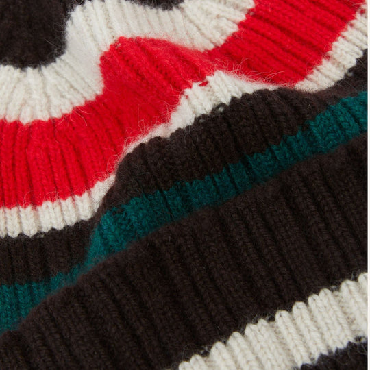 Brown Ecru & Red Striped Geelongora Beanie