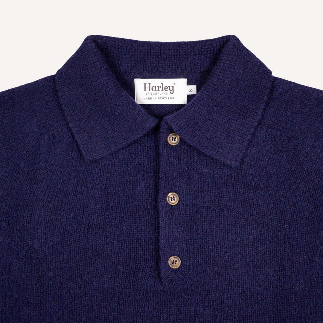 Navy Lambswool 3 Button Sweater