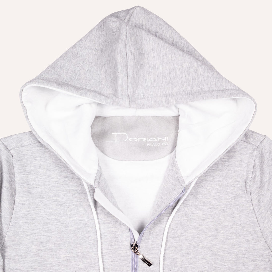 Grey Cotton Jersey Zip Hoodie