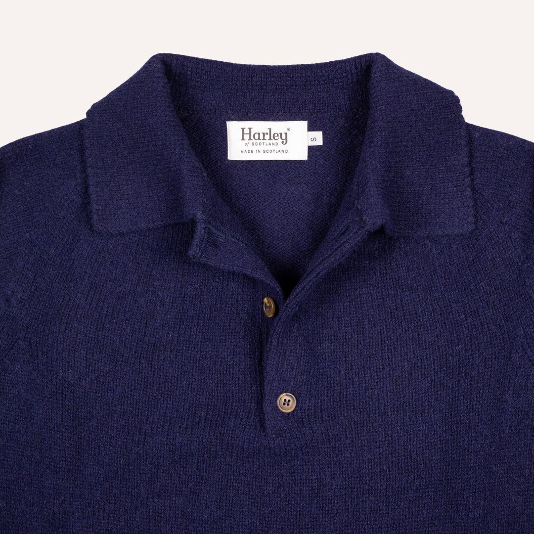 Navy Lambswool 3 Button Sweater