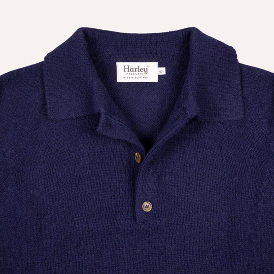Navy Lambswool 3 Button Sweater