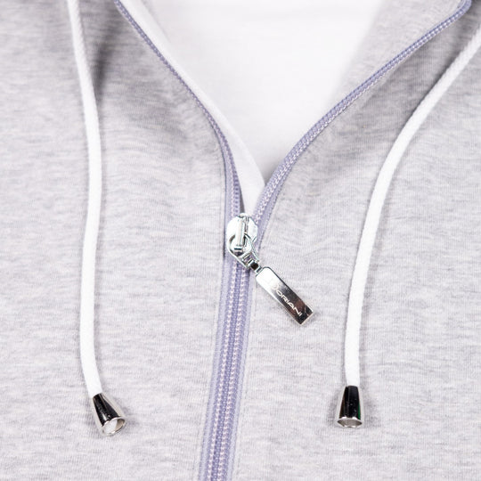 Grey Cotton Jersey Zip Hoodie