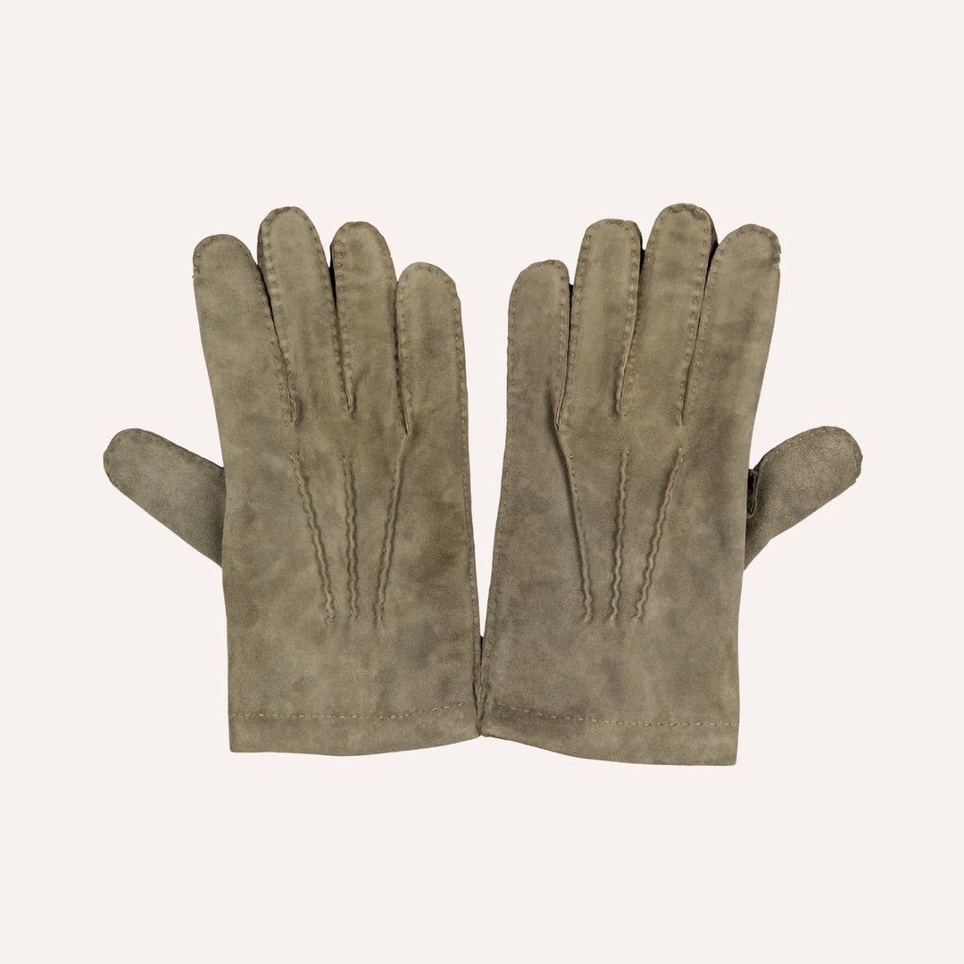 Olive Green Suede Cashmere Lined Gloves