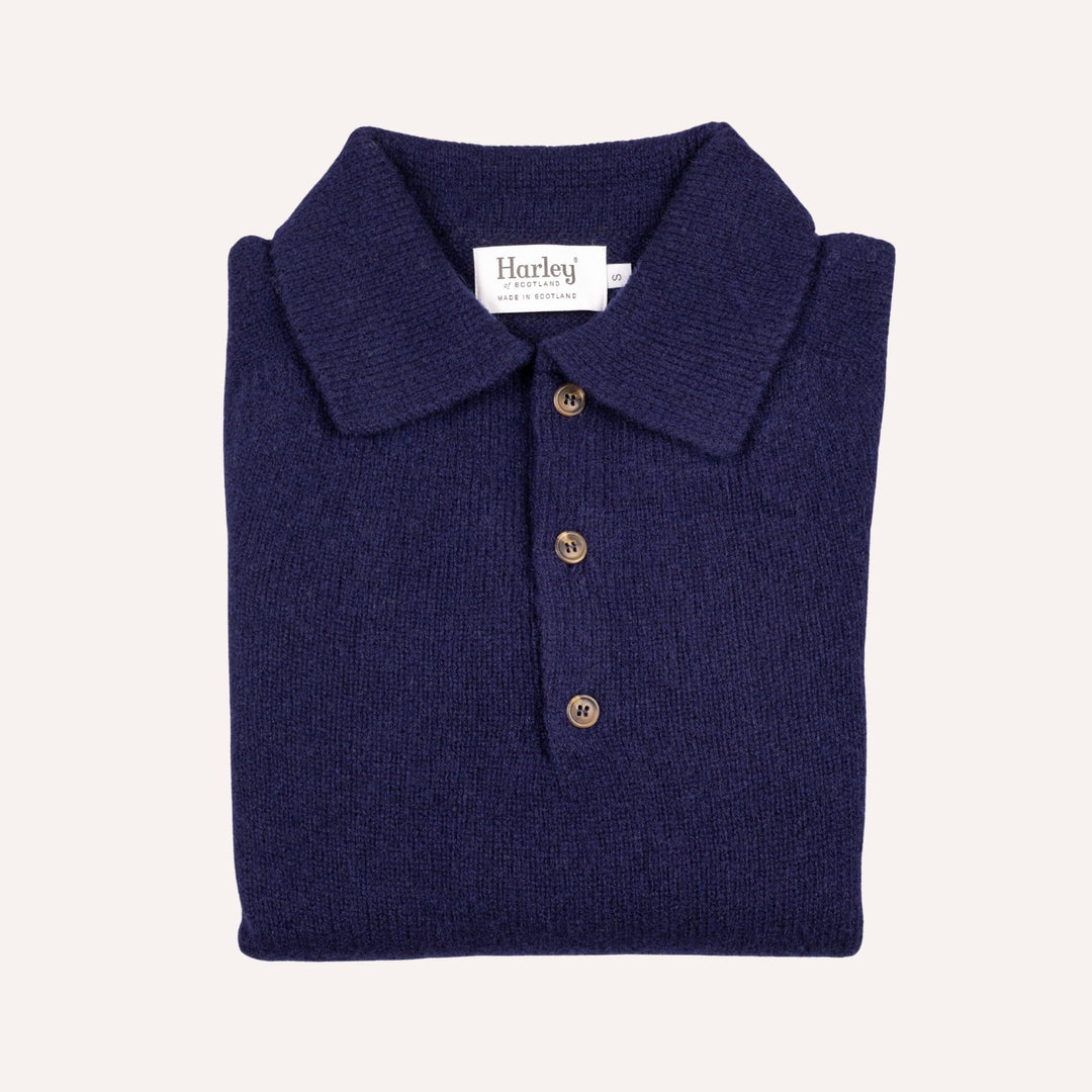 Navy Lambswool 3 Button Sweater
