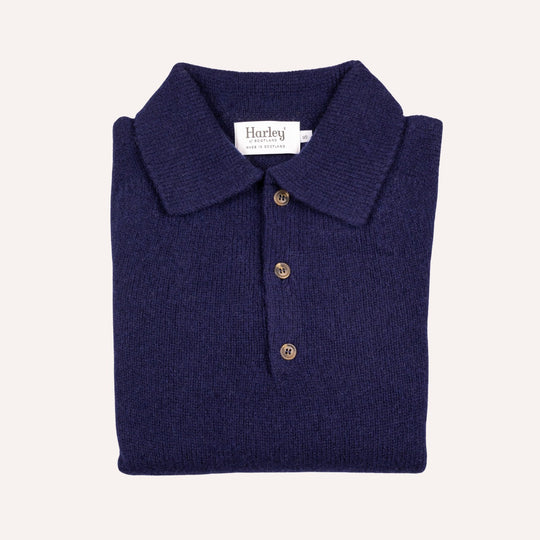 Navy Lambswool 3 Button Sweater