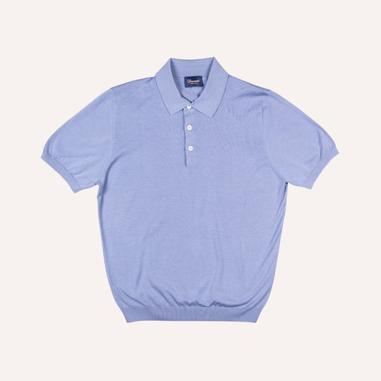 Sailor Blue Short Sleeve Knitted Polo Shirt