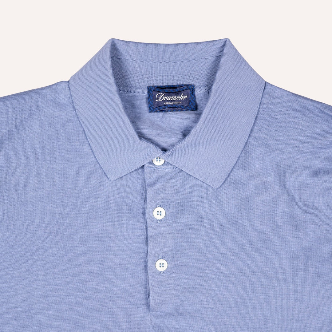 Sailor Blue Short Sleeve Knitted Polo Shirt