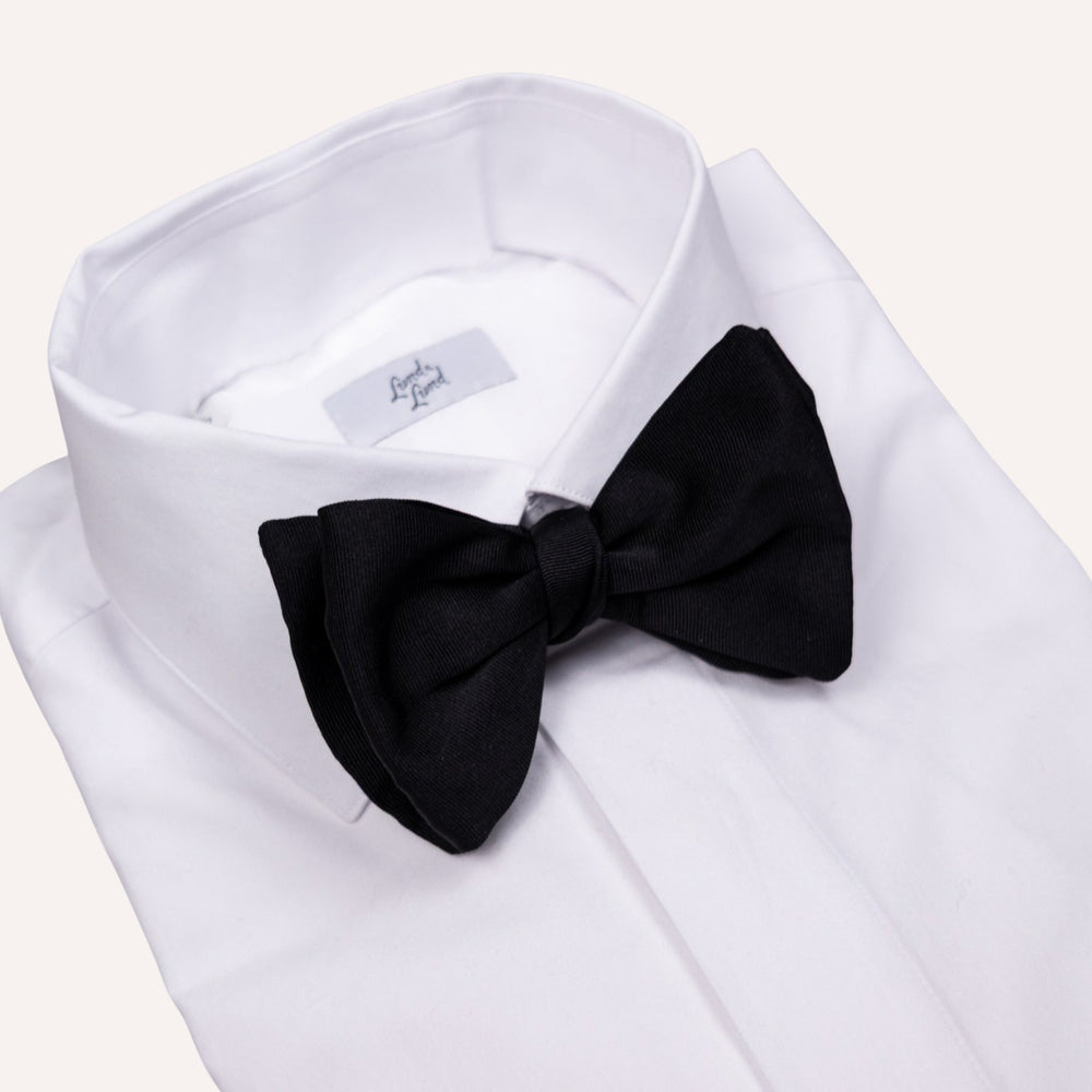 Black Ribbed Silk Cotton Bow Tie