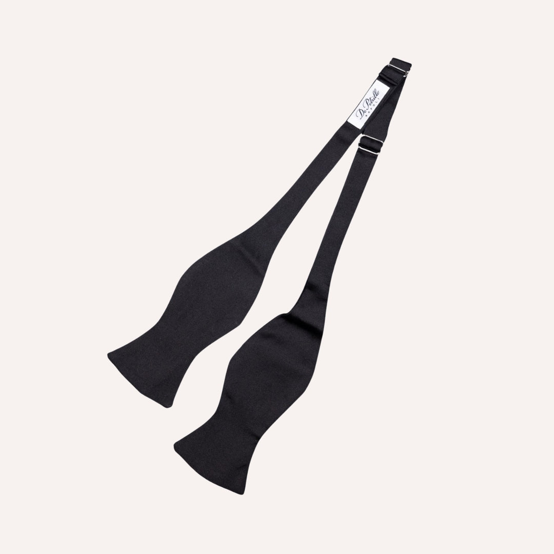 Black Ribbed Silk Cotton Bow Tie