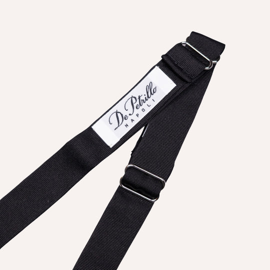 Black Ribbed Silk Cotton Bow Tie