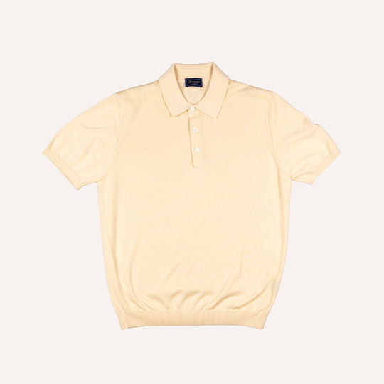 Butter Yellow Short Sleeve Knitted Polo Shirt