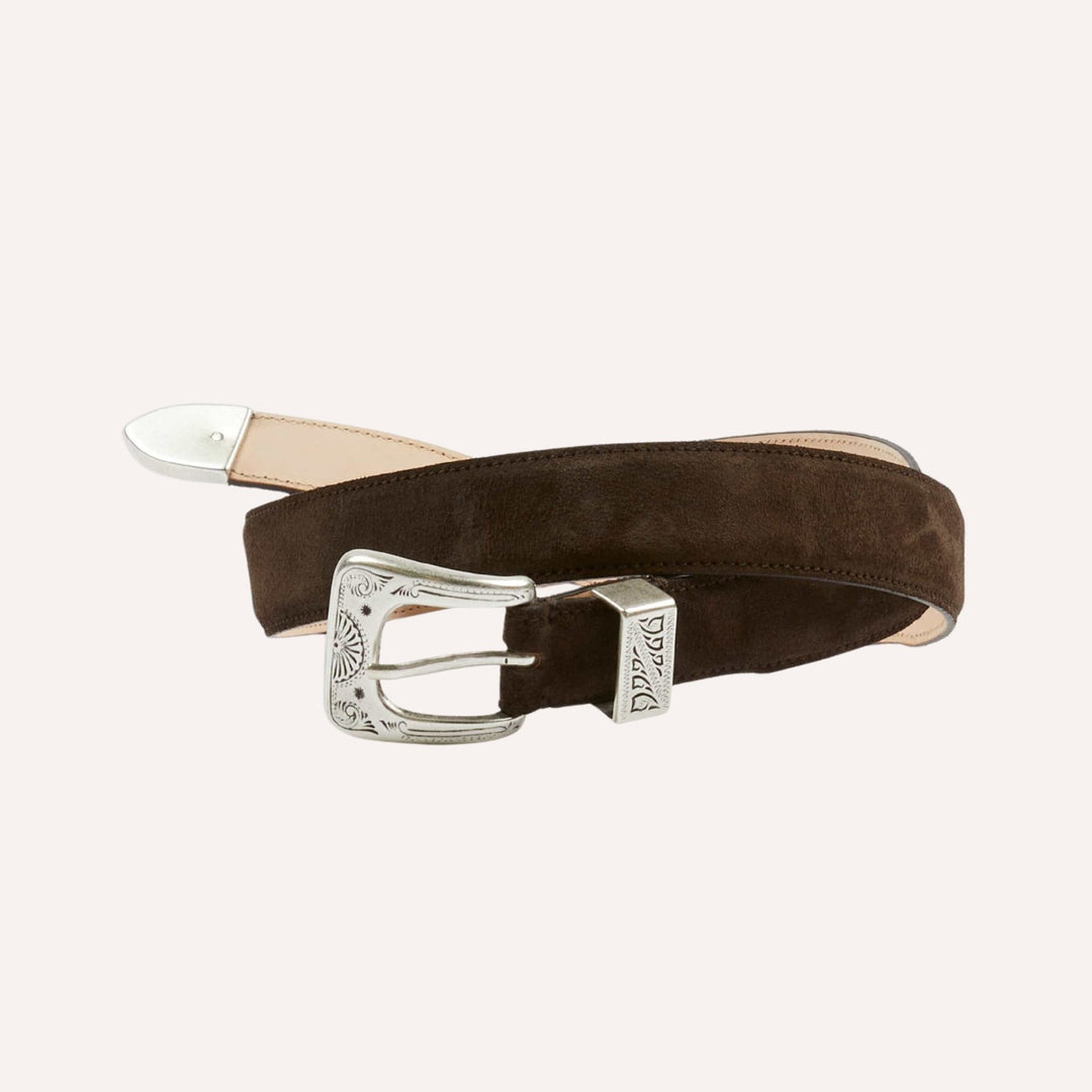 Dark Brown Suede Western Belt