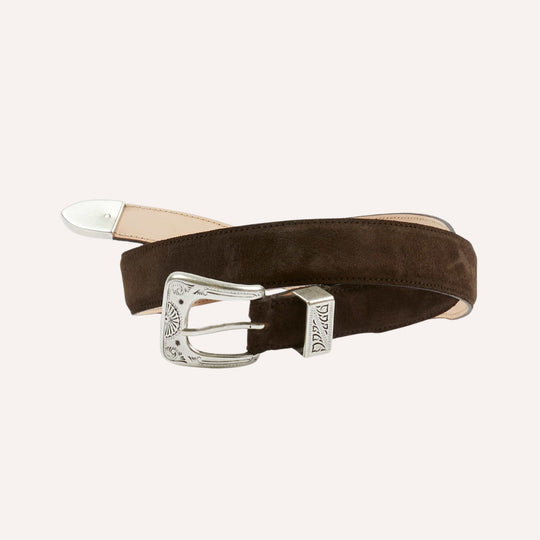 Dark Brown Suede Western Belt