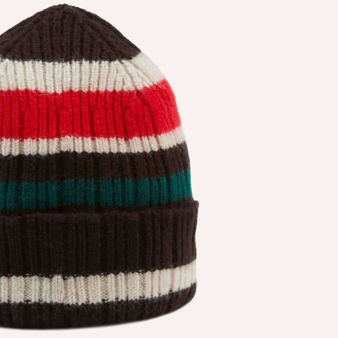 Brown Ecru & Red Striped Geelongora Beanie
