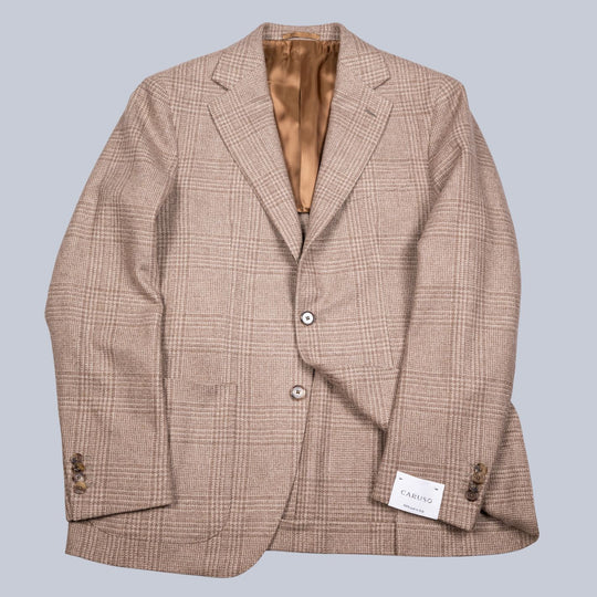 Beige Glencheck Undyed Cashmere Blazer