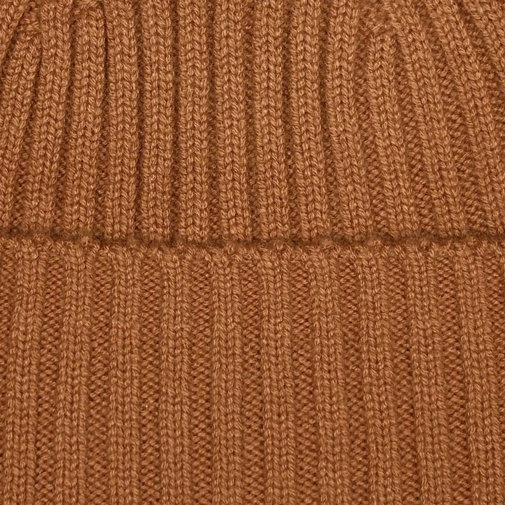 Cinnamon Brown Ribbed Cashmere Beanie