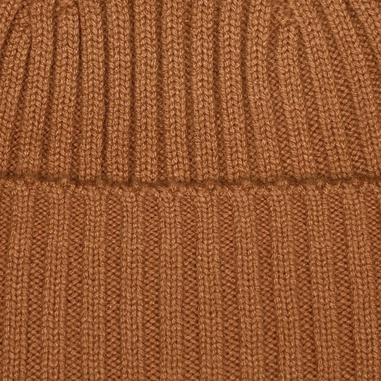 Cinnamon Brown Ribbed Cashmere Beanie