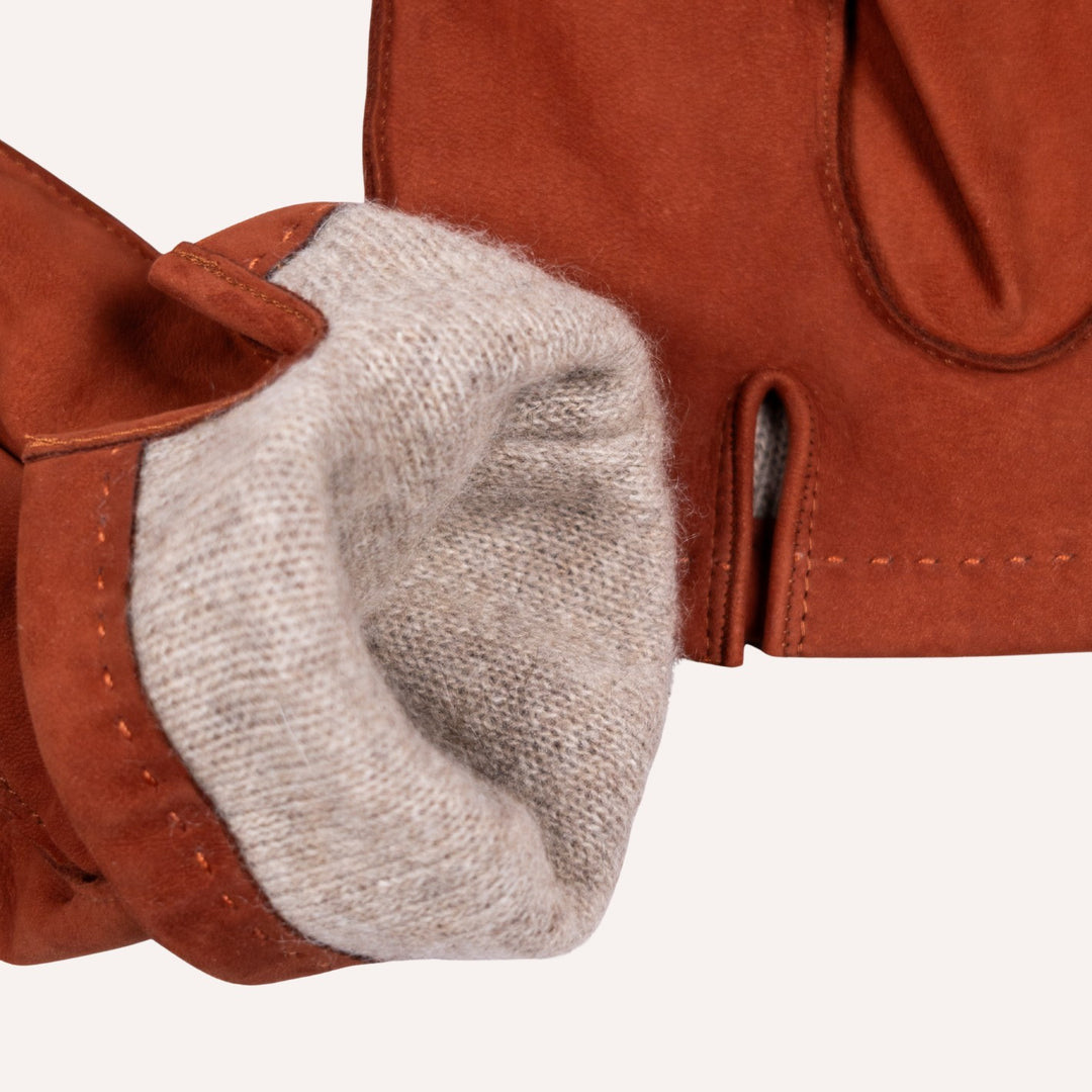 Brick Red Suede Cashmere Lined Gloves