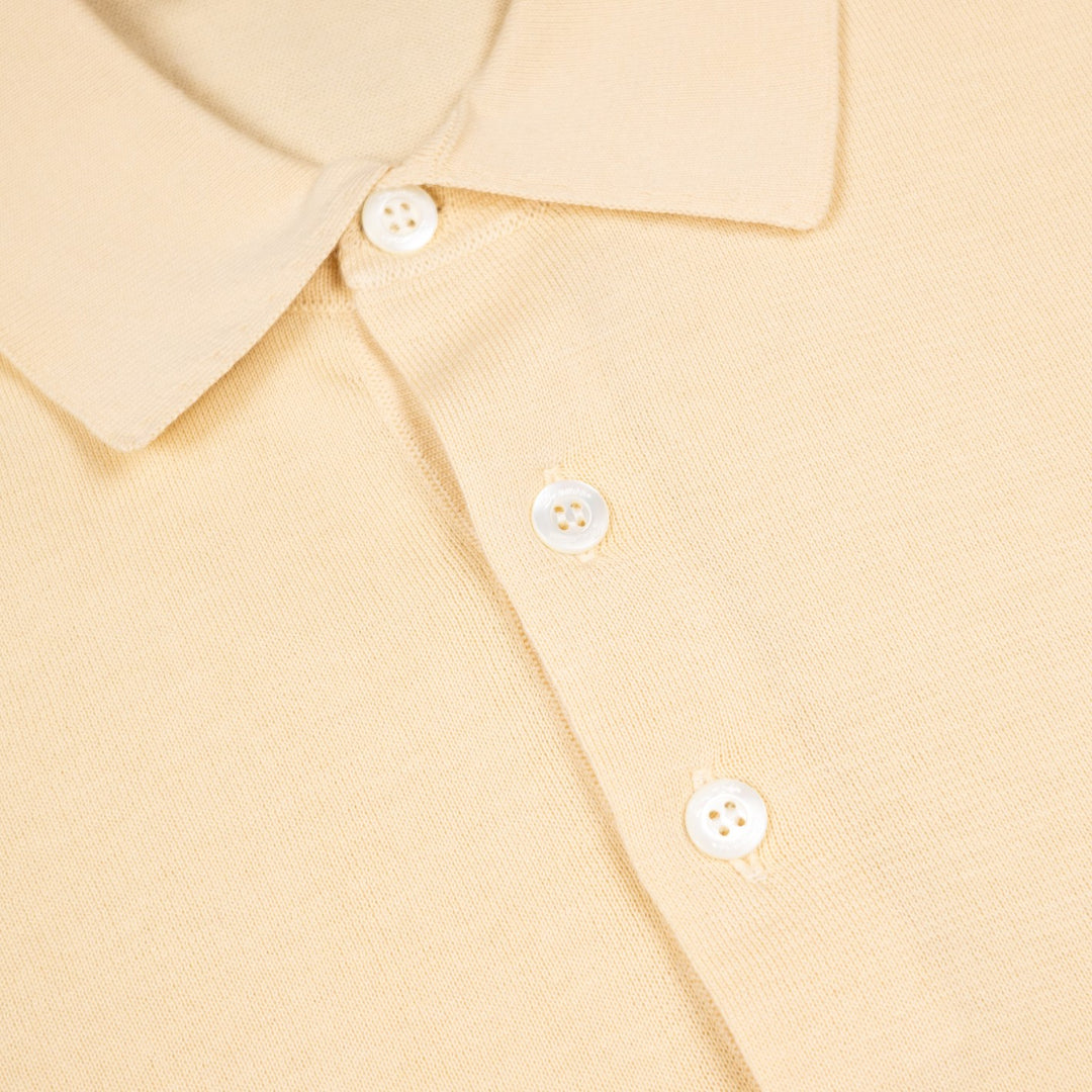 Butter Yellow Short Sleeve Knitted Polo Shirt