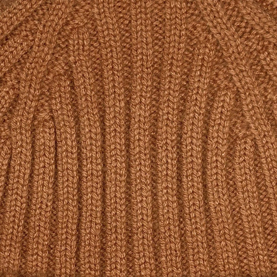 Cinnamon Brown Ribbed Cashmere Beanie
