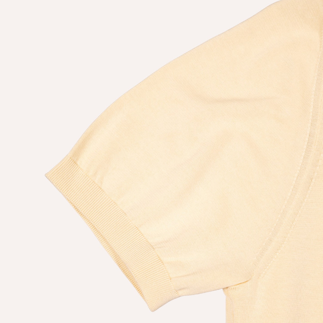 Butter Yellow Short Sleeve Knitted Polo Shirt
