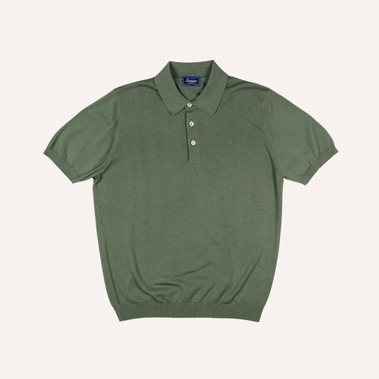 Pine Green Short Sleeve Knitted Polo Shirt