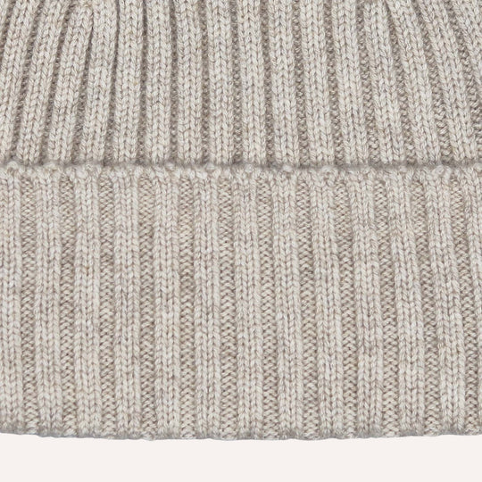 Oatmeal Ribbed Cashmere Beanie