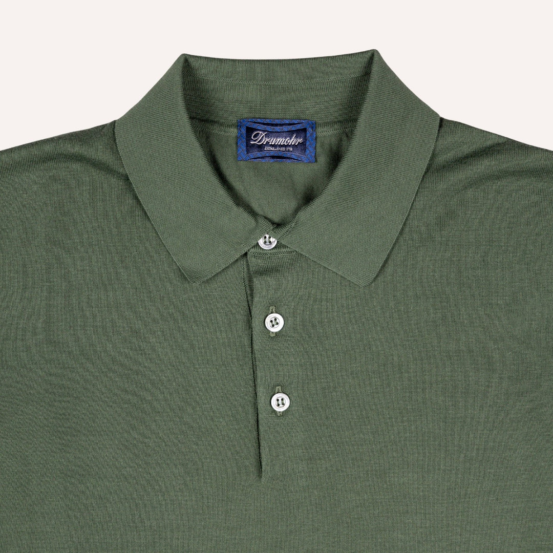 Pine Green Short Sleeve Knitted Polo Shirt