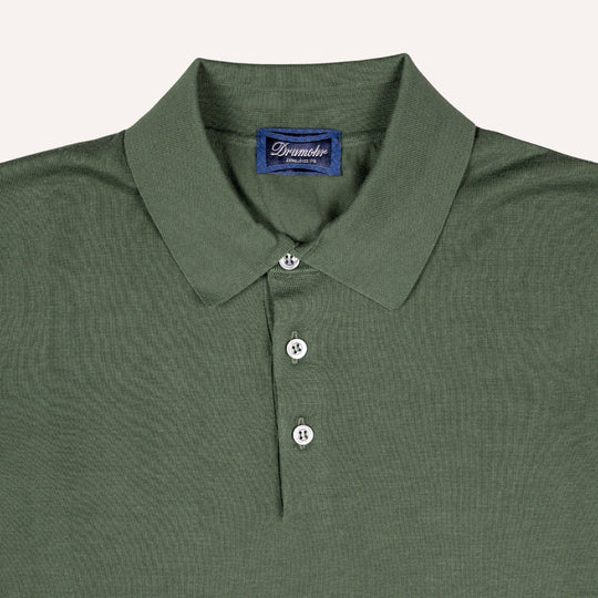 Pine Green Short Sleeve Knitted Polo Shirt