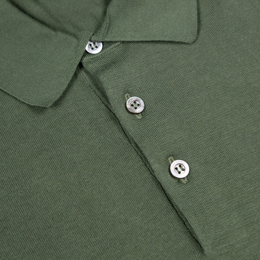 Pine Green Short Sleeve Knitted Polo Shirt