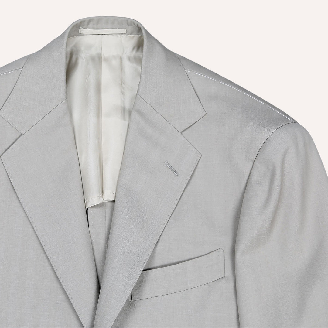 Beige Herringbone Wool Suit