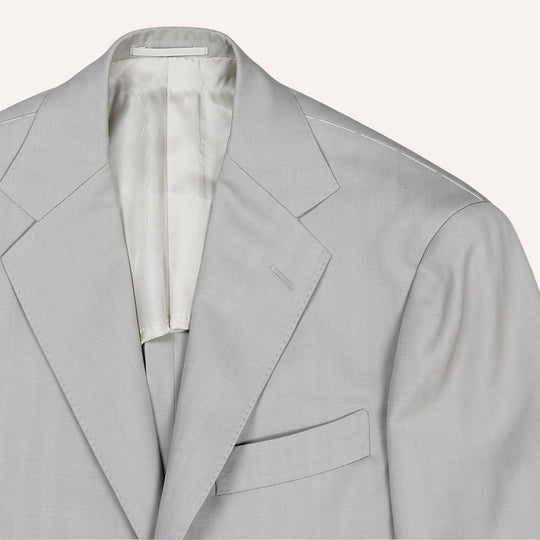 Beige Herringbone Wool Suit