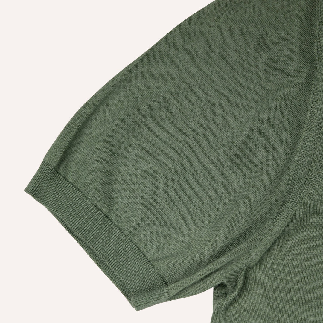 Pine Green Short Sleeve Knitted Polo Shirt
