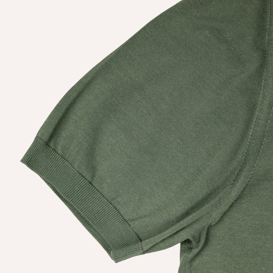 Pine Green Short Sleeve Knitted Polo Shirt