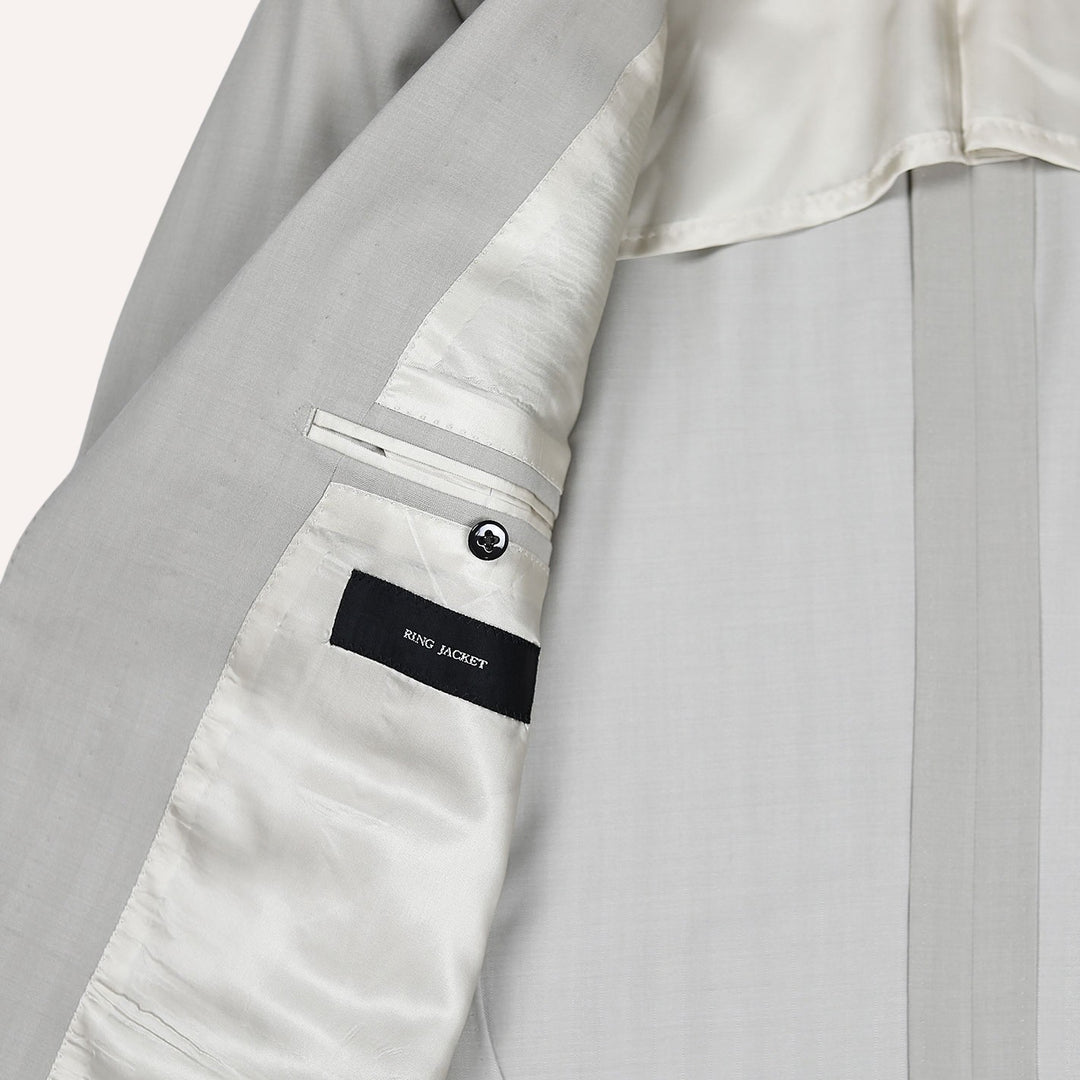 Beige Herringbone Wool Suit
