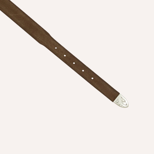 Dark Brown Suede Western Belt