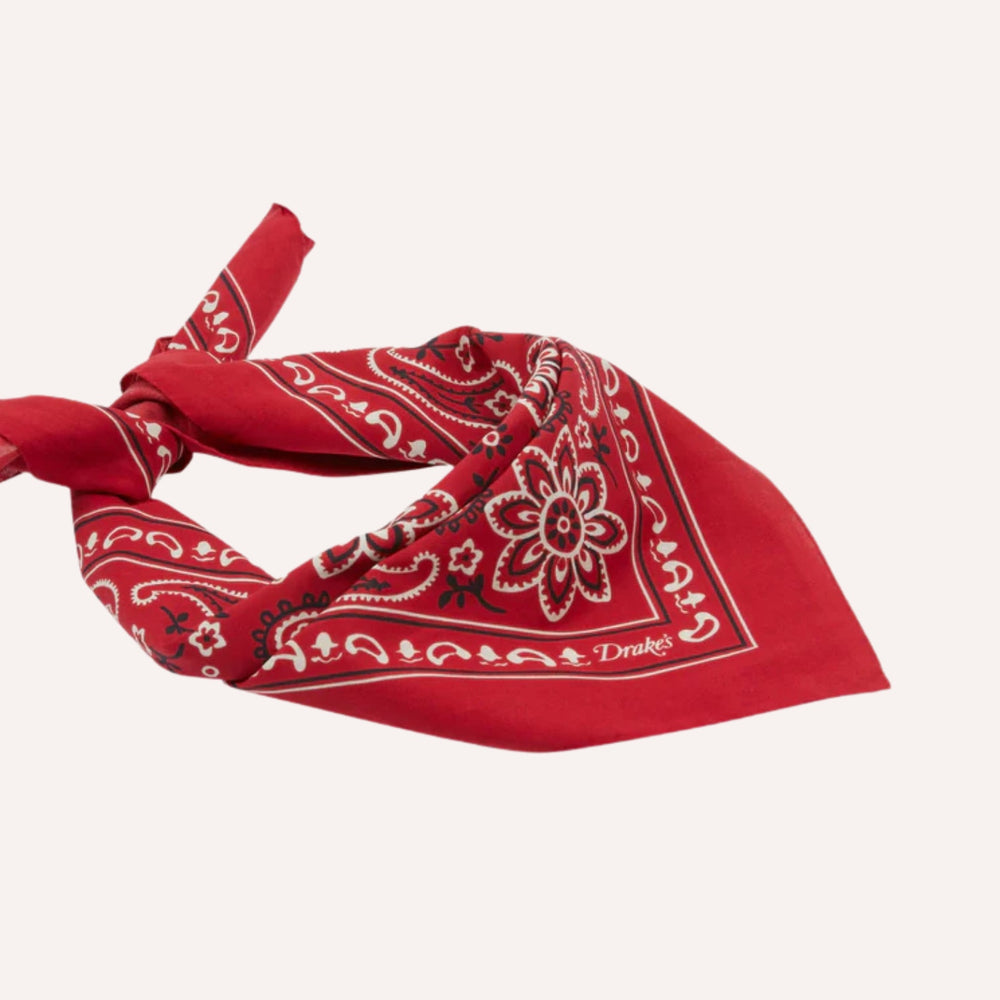 Red Paisley Print Cotton Bandana