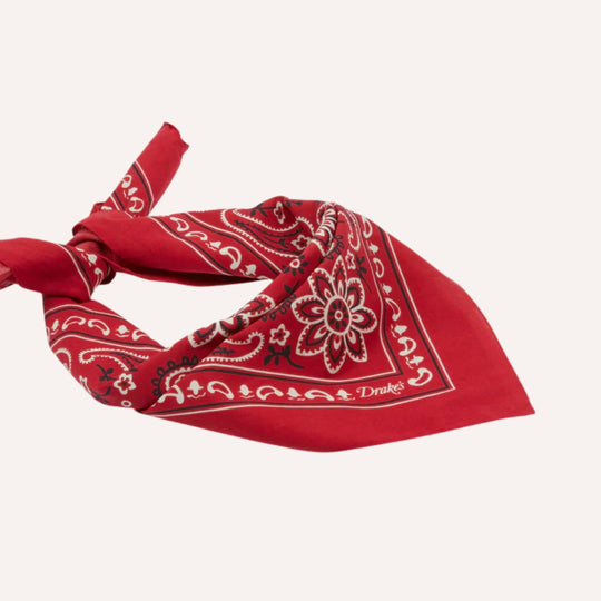 Red Paisley Print Cotton Bandana