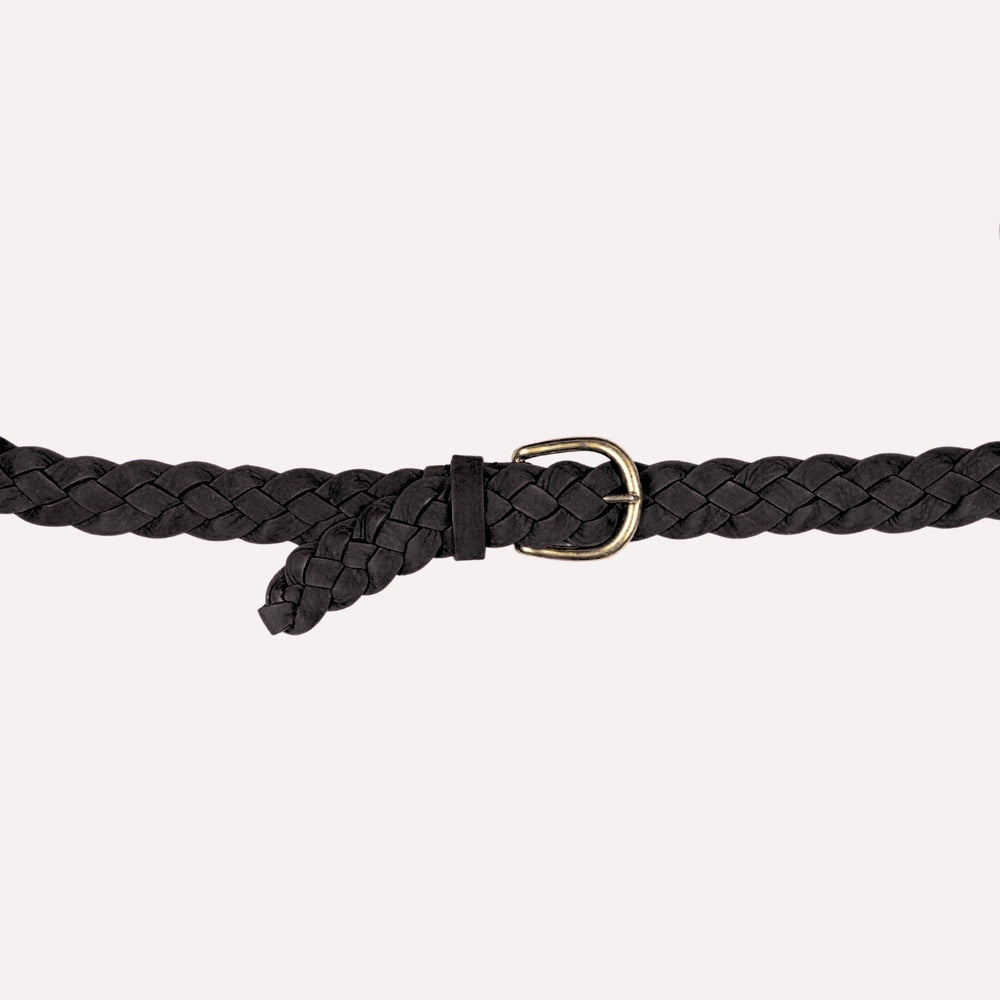 Black Nubuck Woven Brass Buckle 30mm Belt